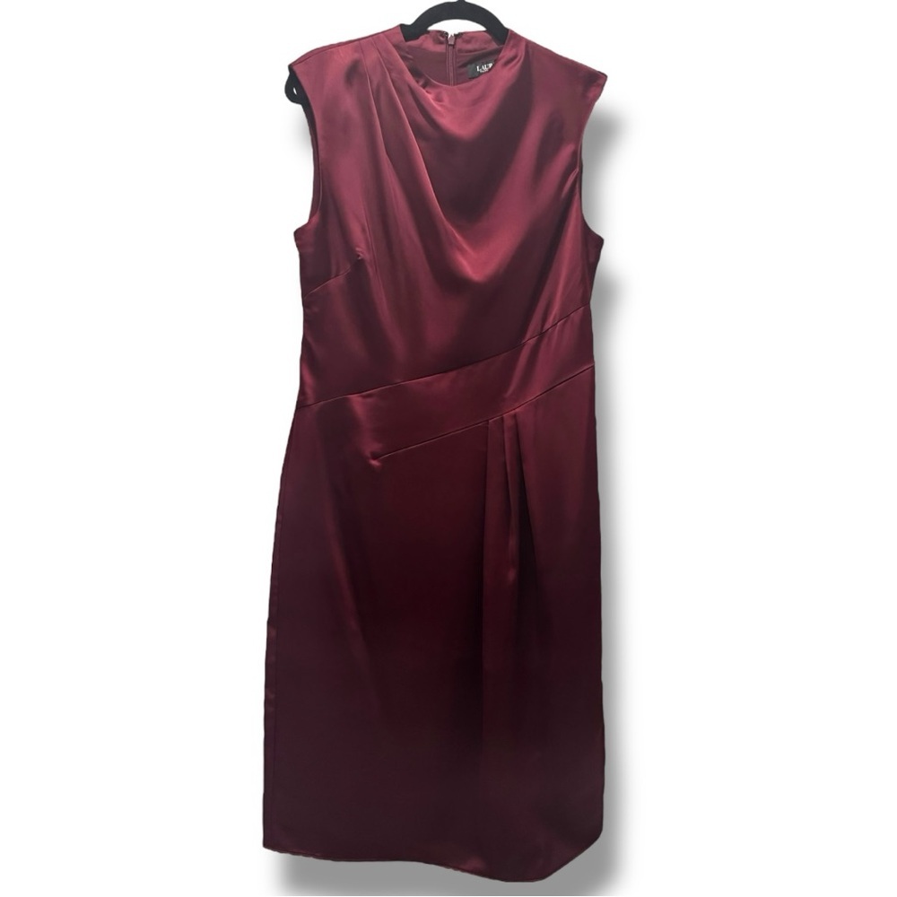 Lauren Ralph Lauren Satin Charmeuse Mockneck Cocktail Dress – Size 8 New - Picture 3 of 6